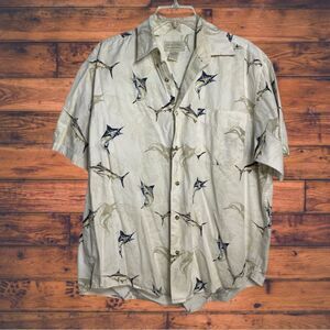 5‎ for $25🔥Crossings Sword Fish Print Button Front Shirt Large